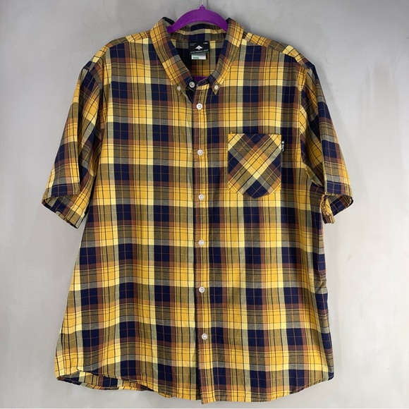 Lrg Other - LRG Lifted Research Group Mens XL Button-up shirt Yellow and Blue Plaid Shirt